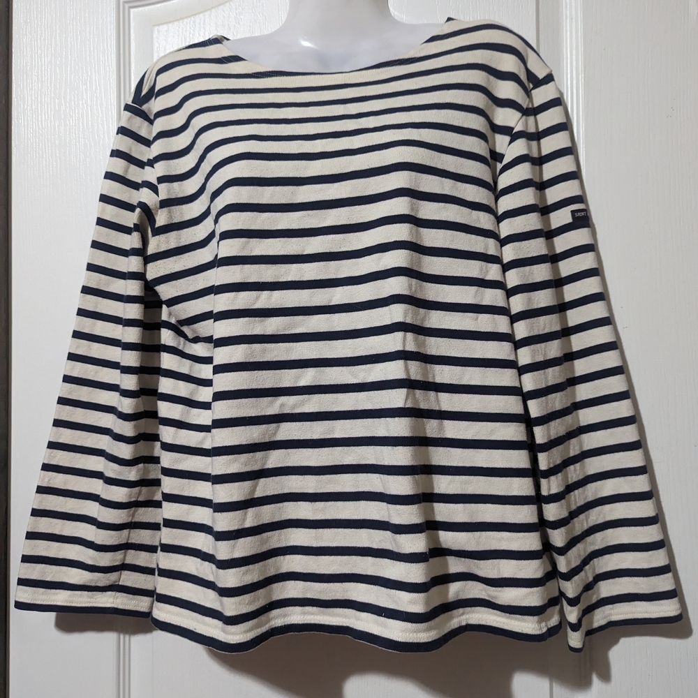 Saint James Navy and White Striped Shirt
